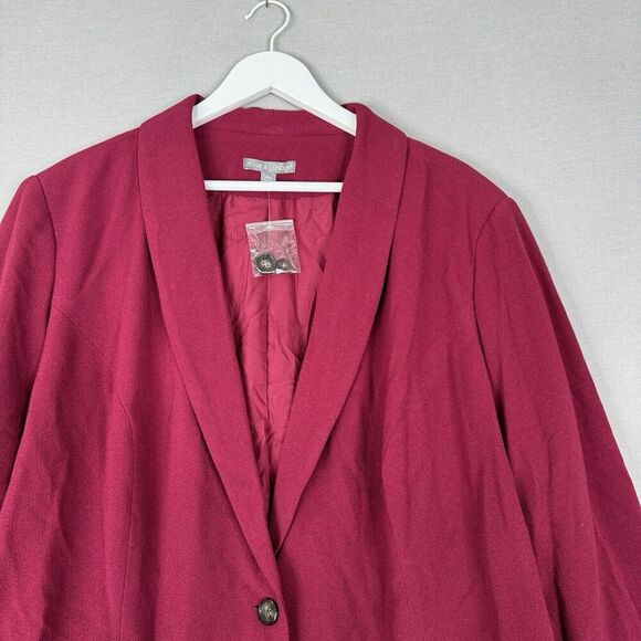 Jessica London Womens Jacket 28W Pink Single Button Knit Blazer Comfy Romantic - Picture 2 of 13